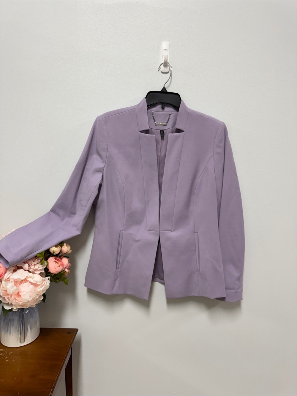 White House Black Market Lavender Open-Front Collarless Blazer